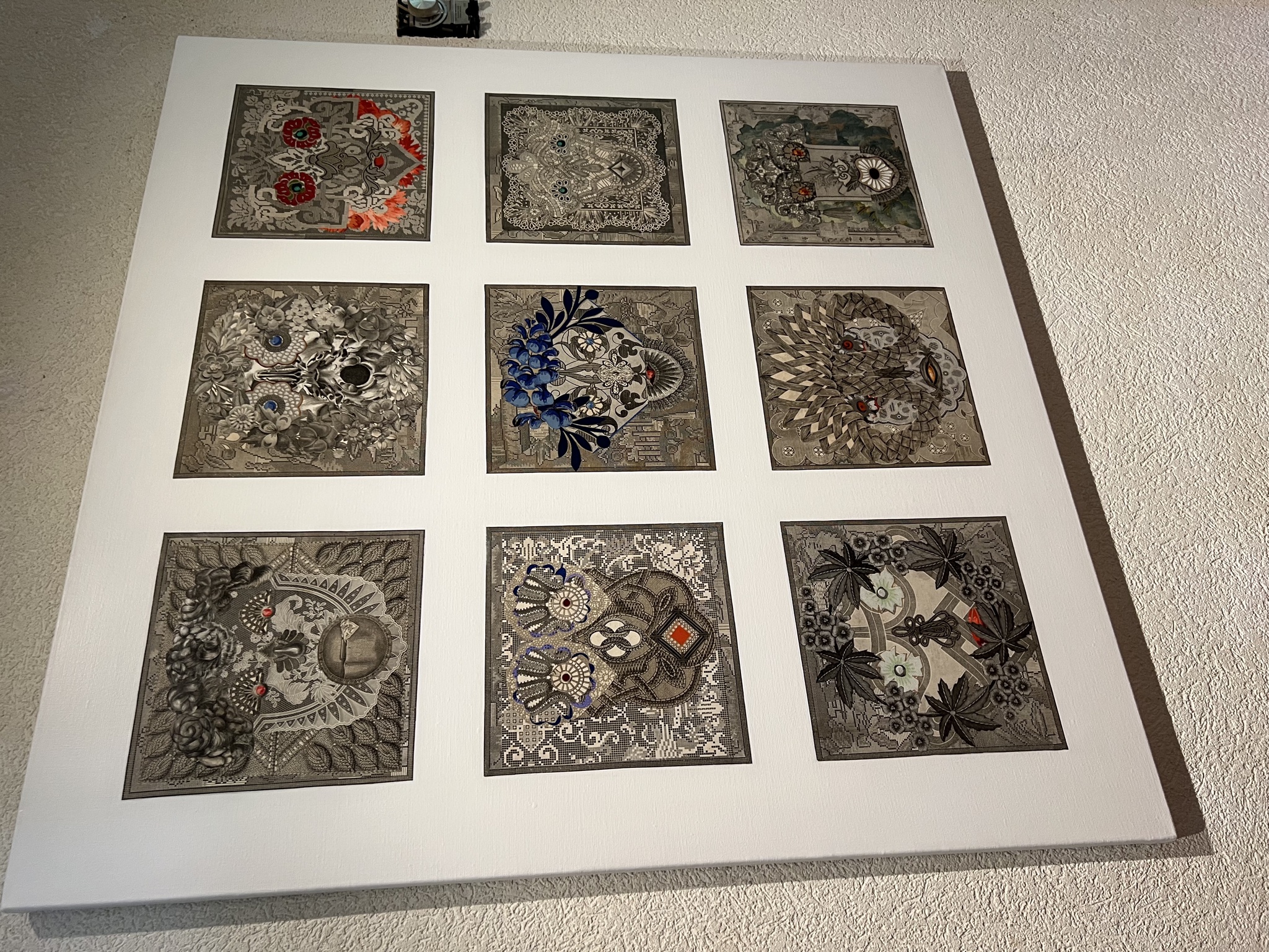 Un collage à neuf visages